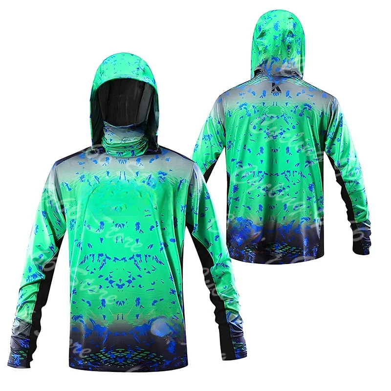 Men 3D Print Hooded Fishing Sh - Fishing Shirt Uv Protection ulasan dan harga