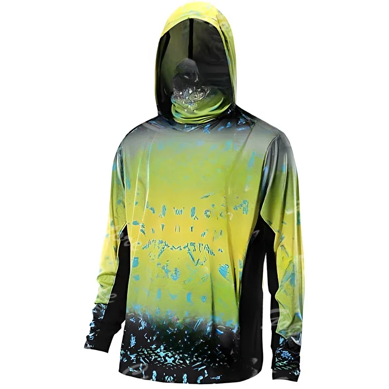 Men 3D Print Hooded Fishing Sh - Fishing Shirt Uv Protection ulasan dan harga